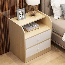 KANJJ-YU comodino in legno comodino comodino e comodino con accento per camera da letto e soggiorno, 2 cassetti (15,7 "x 13,3" x 51,8 cm) (colore: Beig