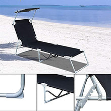 Sedia a sdraio con schienale regolabile e baldacchino parasole pieghevole sedia da spiaggia sdraio sdraio sdraio sdraio da giardino per esterni spiaggia giardino (nero)