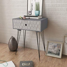 Comodino, comodino con 1 cassetti, rettangolare, per soggiorno, camera da letto, corridoio, grigio, 43,9 x 30,5 x 57,4 cm