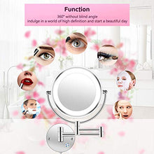 MRJ Specchio Ingranditore da Trucco, Specchio da Bagno, Specchio Cosmetico Illuminato Ingradimento 10X con Luce LED, Cromato in Metallo