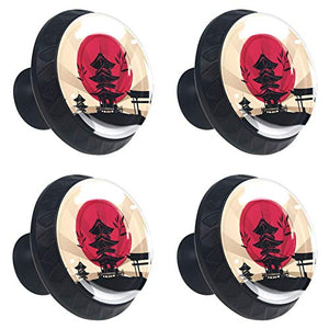 Set di 4 maniglie rotonde per armadio da cucina, credenza, cassettiera, cassettiera, con viti, per cucina, comò, armadietto, bagno, armadio giapponese tempio paesaggio