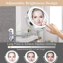 HGXC Specchio per Il Trucco con luci dimmerabili Specchio per Bagno a Parete con ingrandimento in Acciaio Inossidabile Touch Screen 360 Gradi