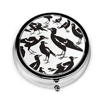 Magpie - Contenitore rotondo per pillole con 3 scomparti, in metallo, per medicine, vitamine, colore: Nero