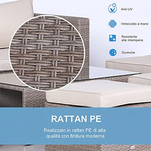 Outsunny Divano da Esterno in Rattan e Alluminio, Set 8 Pezzi, Salottino da Giardino Grigio, Salvaspazio (75x75x71cm)