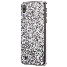 Saceebe Compatibile con Galaxy M10 Custodia Silicone TPU Paillettes Glitter Strass Silicone TPU Case PC Coperture [placcatura bordo] Bumper Case Ultra Sottile Antigraffio,argento&