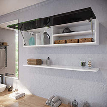 RODRIGO PlatanRoom - Armadietto da bagno pensile, lucido, 120 x 30 x 25 cm, colore: bianco/nero