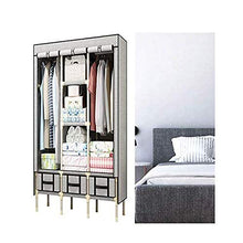 ZHICHUAN Armadio in Tela Doppio Del Cassetto Negozio Di Vestiti Armadi Giocattolo con Piccola Finestra Trasparente Tenda Guardaroba Assemblato Grigio Armadi per Bambini