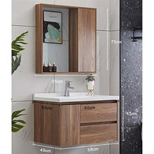 NgMik Cabinet Specchio Lavabo Bagno Moderno del Cabinet del Bagno della lavandino del lavandino del lavandino della Lavanderia a Muro Facile da Pulire (Color : Brown, Size : 50x60x45cm)