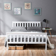WGYDREAM Letto Letto Matrimoniale Solido Telaio Letto in Legno Bianco Bianco Solido Base con 2 Teste di Legno Telaio per Adulti Adolescenti per Bambini, 135 X 190 Cm