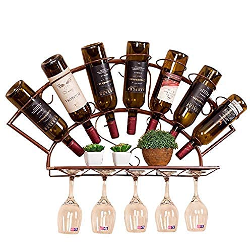 Cremagliera Del Vino Del Metallo Porta Bottiglie E Vetro Portabottiglie Per Vino- Portabottiglie Da Parete, Portabicchieri Cucina Domestica Creativa E Decorazione Bar