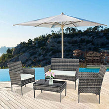 Conservatorio Deluxe 4 Pezzo 4Seater Rattan Cube Tavolo da Pranzo Mobili da Giardino Soggiorno All'aperto Balcony Patio Set (Grigio) (Consegna di Una Settimana)