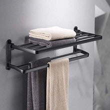 Mensola per doccia, mensola per asciugamani da bagno, portasciugamani a parete in alluminio Space, portasciugamani doppio pieghevole, per cucina, bagno, toilette, ufficio dell'hotel