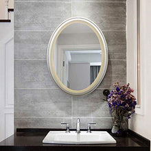 AJH Specchio da Bagno Specchio da Parete Moderno Illuminato a LED con dimmer e luci Funzione antiappannamento a Parete Display della Temperatura del Tempo Specchio di cortesi