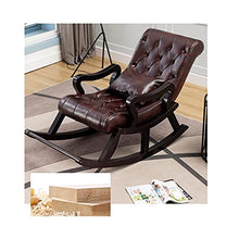 XinQing-Sedia a Dondolo Sedia a Dondolo in Pelle Nordic Wood Solid Legno Pigri Lazy Tempo Libero Divano Sedia reclinabile Giardino Giardino Sedia Sedia, Sedia anziana, Marrone Scuro