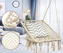 Sedia per Amaca Sedia per Amaca da Interno per Esterni Sedia per Amaca da Appendere in Corda di Cotone Macrame Altalena Corda per Balcone Sedia da Giardino pensile Adatta per Il Tempo Libero