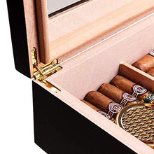 SCDZS Gloss Cigar Humidor Cigar Box for 35 sigari, Legno di Cedro Cigar Box, Desktop Humidor con igrometro e umidificatore di Lusso (Dimensione: 29.5x24.7x11.2cm)