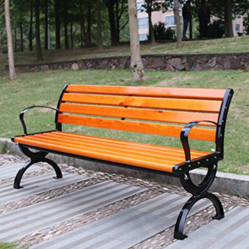Panchina da Giardino All'aperto, 120 Cm / 150 Cm, Panca da Patio Vintage per 3 Persone con Schienale E Bracciolo, Struttura Robusta E Durevole in Ghisa E Sedile in Legno-plastica