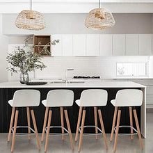 Autoshoppingcenter Set di 2 Sgabelli da Bar Schienale Similpelle Cucina Moderno con Gambe in Legno per Ristorante Bar Bianco