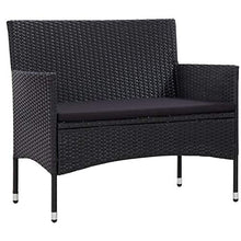 Festnight Panchina da Giardino con Braccioli Panchina da Esterno in Polyrattan 103 x 58 x 81 cm Panca da Balcone Colore Nera