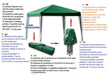 Toaks, gazebo verde, 3 x 3 m, parasole, borsa per il trasporto, tenda da giardino + opzioni, 2 pannelli laterali (finestra, cerniera), Pav3 x 3 (gazebo + 2 lati)