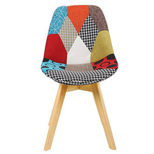WOLTU BH29mf-6 Sedie per Sala da Pranzo Soggiorno con Schienale Tessuto di Lino Legno Patchwork 6 Pezzi