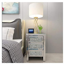 WSZMD 3 Cassetto Veneziano Vetro A Specchio Comodino in Vetro Maniglia in Vetro Specchio Camera Letto Comodino per Mobili Camera Letto, Comodino
