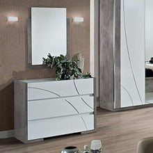 Letto Facile MF Cassettiera Milano Frontale Bianco Lucido e Cassa Marmo Lucido 3 cassetti, 77 x 103 x 45 cm