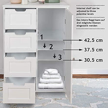 Mobiletto da Bagno Armadietto con 4 Cassetti Anta Cucina Cassettiera Mobile Bagno Bianco