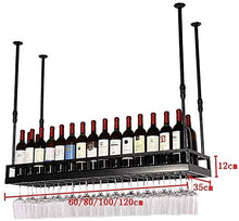 DJSMjbj - Portabottiglie da vino in stile americano, stile industriale, da appendere a vento, porta bicchiere da vino rosso, telaio a testa in giù, facile da installare (dimensioni: 100 cm)