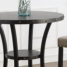 Roundhill Furniture Biony - Tavolo da bar rotondo da 91,4 cm, con sgabelli a testa di chiodo, colore: marrone chiaro