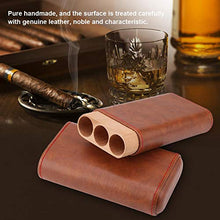 Sigaro Cassa del Cuoio Genuino Cigar Box Legno di Cedro Allineato Cigar Holder Sigari Proteggere dalla Collisione Portatile Viaggi Mini Box (Brown) per 3 Sigari,Giallo