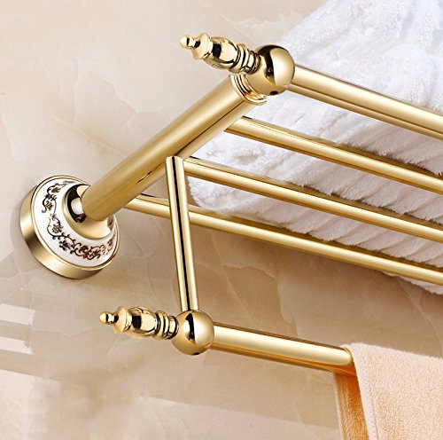 MBYW Portasciugamani Moderno Portasciugamani Elegante per Il Bagno di Moda Portasciugamani in Porcellana Bianca e Blu per Cucina Europea/portasciugamani Dorati/Accessori per Il Bagno in Rame