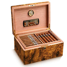 YCDJCS Umidificatori Humidor Cigar Box Cigar Box di stoccaggio con l'igrometro e umidificatore a Doppio Strato Grande capacità di Legno di Pino Foderato Cigar Humidor Regalo