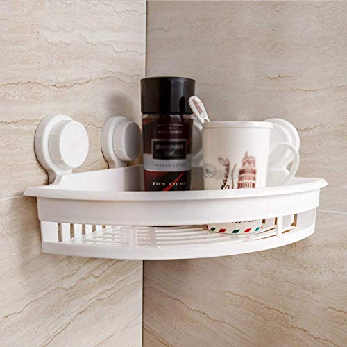 UWY Mensola Doccia per Bagno sospesa Cestello in plastica Bianca Supporto angolare per Montaggio a Parete Piatto Doccia angolare con Ventosa (37 * 28 * 14,8 CM