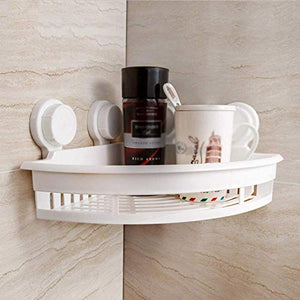 UWY Mensola Doccia per Bagno sospesa Cestello in plastica Bianca Supporto angolare per Montaggio a Parete Piatto Doccia angolare con Ventosa (37 * 28 * 14,8 CM