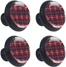Fantasia scozzese scozzese rosso blu scuro Pomelli per Porta Set di 4 Pomelli per Mobili Manopole per Cassetti Cucina Armadio Vetro