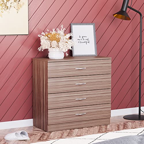 Vida Designs Noce cassettiera, 4 cassetti con Maniglie in Metallo e corridori, Sistema Unico con Guide, Riano mobili per Camera da Letto
