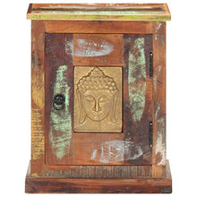 Tidyard Comodino Decorato con Buddha 40x30x50 cm in Legno di Recupero,per Soggioro, Camera da Letto, Industriale,Comodino Camera da Letto