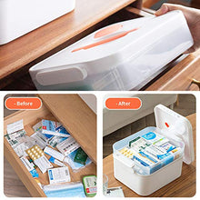Kit di pronto soccorso con mini contenitore per medicinali, contenitore portatile per medicinali a 2 livelli, kit primo soccorso per uso domestico e per uso esterno, 30 x 22 x 18 cm