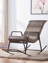 Sedia a Dondolo in Rattan in Vimini all'aperto, Patio Glider Rocker w/Poggiatesta Cuscino, Telaio in Acciaio, Portico Balcone Salotto per Il Tempo Libero Sedia Indoor Lazy Sedia