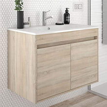 Yellowshop. - Mobile Bagno sospeso in Legno a 2 Ante con Freno con lavabo e specchiera con faretto LED Modello Noja800 Colori Vari (Caledonia)