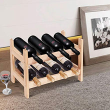 Goplus Scaffale Portabottiglie Impilabile in Legno Massello per 8 Bottiglie Porta Vino a Tavolo da Casa 43x30x25cm