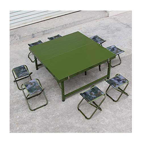 Set Tavolo e Sedia da Esterno Tavolo Pieghevole Verde dell'Esercito Esterno, Tavolo da Pranzo Multifunzione da 1 * 1 m, Tavolo Multifunzionale in Acciaio Portatile Portatile