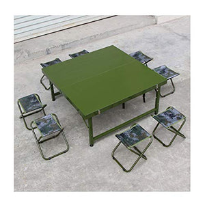 Set Tavolo e Sedia da Esterno Tavolo Pieghevole Verde dell'Esercito Esterno, Tavolo da Pranzo Multifunzione da 1 * 1 m, Tavolo Multifunzionale in Acciaio Portatile Portatile