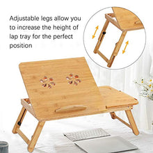Tavoli da picnic Tavolo pieghevole, tavolo da scrivania per laptop regolabile 100% bambù con ventilatore di raffreddamento USB Scaffale pieghevole Scaffale per dormitorio letto portatile Stand portati