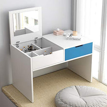 YB&GQ 2-Pollici-1 Toeletta con Flip Top Mirror Vanity Toeletta da Trucco Mpollicii Scrivania con Cassetti,Organizzatori di Trucco,Assemblaggio Facile-Blu Bianco-b 60x30x42cm(24x12x17inch)