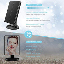 QAVILFLY - Specchio cosmetico con luci, ingrandimento 2 x 3 x, interruttore touch screen, doppio alimentatore, portatile ad alta definizione, specchio per trucco a tre luci