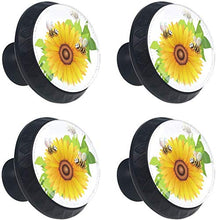 Api che volano intorno al girasole Pomelli per Porta Set di 4 Pomelli per Mobili Manopole per Cassetti Cucina Armadio Vetro