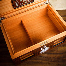 DZSF Legno di Cedro Cigar Humidor con la Serratura, Spell Fiore Vernice Trasparente in Vetro Visibile Cigar Humidor Box con umidificatore e igrometro detiene Il 60 Sigari