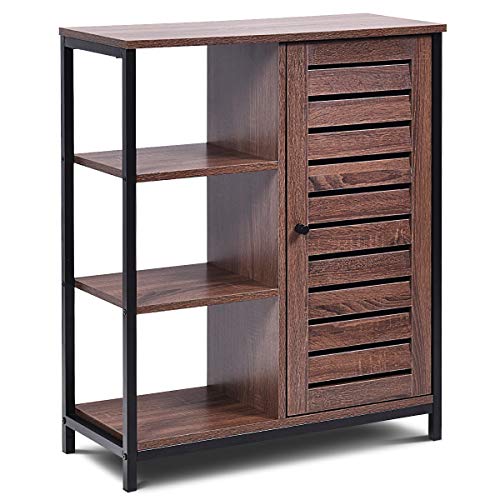 RELAX4LIFE Armadio di Stoccaggio in Stile Industriale, Mobiletto con 3 Ripiani e Armadietto con Ante, Scaffale Multifunzione per Bagno, Soggiorno, Camera da Letto, Ingresso, 70 x 30 x 81 cm, Marrone